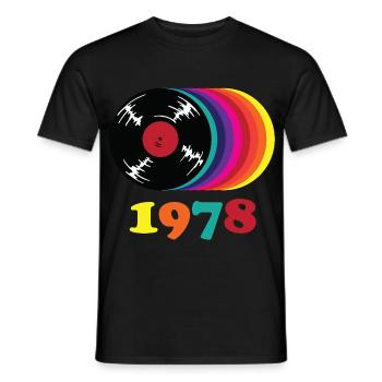 Rétro Vinyl Rainbow 1978 - T-shirt homme - noir - Devant - AI Model Male 178 light (178cm)