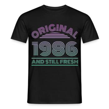 1986 vintage - Men's T-Shirt - black - Front - AI Model Male 178 light (178cm)