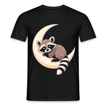 Lunar raccoon on the crescent - Men's T-Shirt - black - Front - AI Model Male 178 light (178cm)
