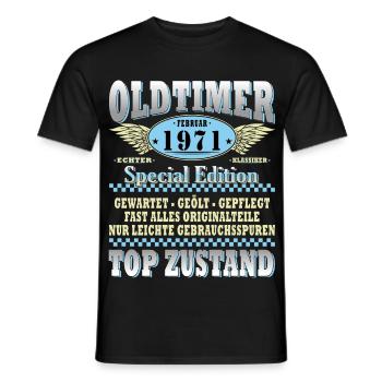 Cadeau d’anniversaire original de février 1971 - T-shirt homme - noir - Devant - AI Model Male 178 light (178cm)