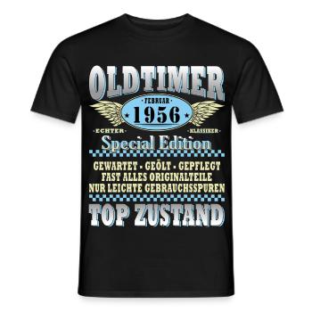 Voiture classique Février 1956 Homme 70e anniversaire - T-shirt homme - noir - Devant - AI Model Male 178 light (178cm)