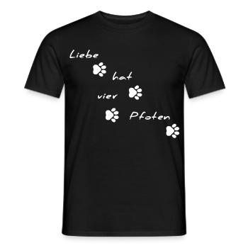 Liebe hat vier Pfoten Schriftmotiv - Männer T-Shirt - Schwarz - Vorne - AI Model Male 178 light (178cm)