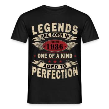 February 1986| February 1986 Anniversary 1986 - Men's T-Shirt - black - Front - AI Model Male 178 light (178cm)