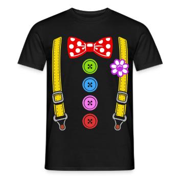 Buntes Clown Kostüm mit Hosenträgern - Männer T-Shirt - Schwarz - Vorne - AI Model Male 178 light (178cm)