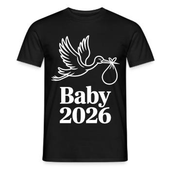 Baby 2026 Storch Geburt Verkündung - Männer T-Shirt - Schwarz - Vorne - AI Model Male 178 light (178cm)
