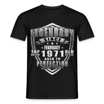 Born in February 1971 vintage 1971 Birthday - Men's T-Shirt - black - Front - AI Model Male 178 light (178cm)