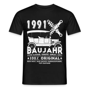 Année d’anniversaire du millésime 1991 - T-shirt homme - noir - Devant - AI Model Male 178 light (178cm)