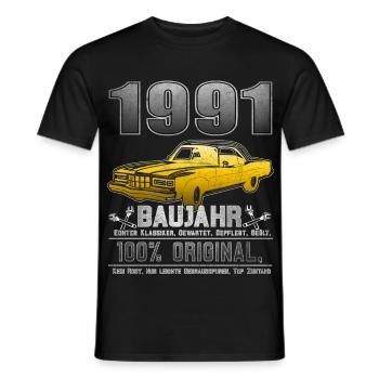 Original 1991 Millésime 1991 Anniversaire rétro 1991 - T-shirt homme - noir - Devant - AI Model Male 178 light (178cm)