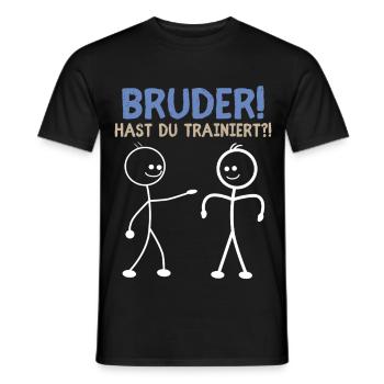 Strichmännchen HAST DU TRAINIERT LUSTIG - Männer T-Shirt - Schwarz - Vorne - AI Model Male 178 light (178cm)