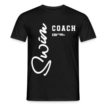 Entraîneur de natation classique au bord de la piscine pour les chefs d’équipe - T-shirt homme - noir - Devant - AI Model Male 178 light (178cm)