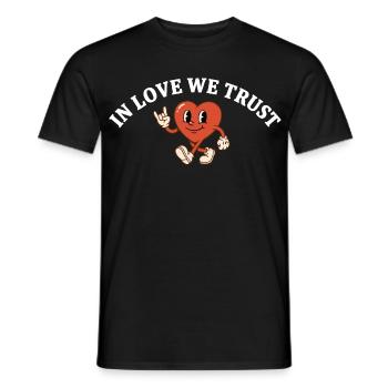 In Love We Trust – Retro Cartoon Heart Design - Men's T-Shirt - black - Front - AI Model Male 178 light (178cm)