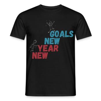 Funny New Year New Goals Motivation Resolution Gif - Men's T-Shirt - black - Front - AI Model Male 178 light (178cm)