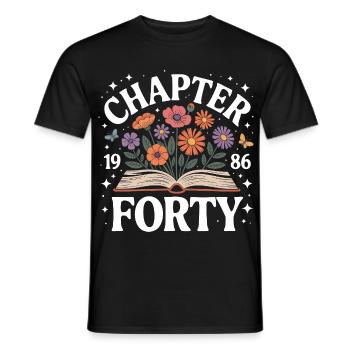 1986 Chapitre 40 Décoration de fleurs sauvages d’anniversaire - T-shirt homme - noir - Devant - AI Model Male 178 light (178cm)