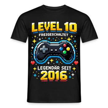 10e anniversaire 2016 Niveau 10 Jeune Joueur Drôle - T-shirt homme - noir - Devant - AI Model Male 178 light (178cm)