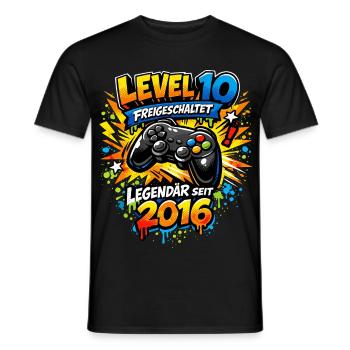 Niveau 10 Complet 2016 Anniversaire Jeune Gamer Gesc - T-shirt homme - noir - Devant - AI Model Male 178 light (178cm)