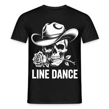 Line Dance Skull with Rose - Men's T-Shirt - black - Front - AI Model Male 178 light (178cm)