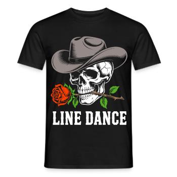 Western Skull Rose Hat Line Dance - Men's T-Shirt - black - Front - AI Model Male 178 light (178cm)