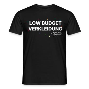 Low Budget Kostüm – mit Konfetti! Karneval Spaß - Männer T-Shirt - Schwarz - Vorne - AI Model Male 178 light (178cm)