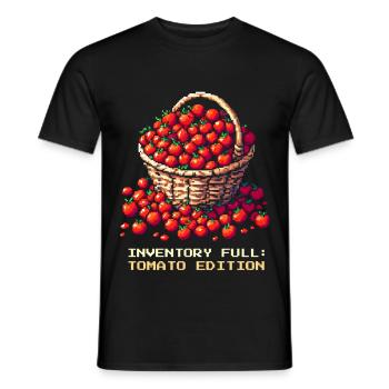 Inventory Full of Tomatoes | Tomato harvest & stock - Men's T-Shirt - black - Front - AI Model Male 178 light (178cm)
