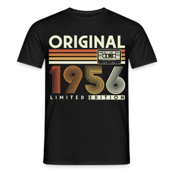 70e anniversaire 1956 Vintage Born Retro - T-shirt homme - noir - Devant - AI Model Male 178 light (178cm)