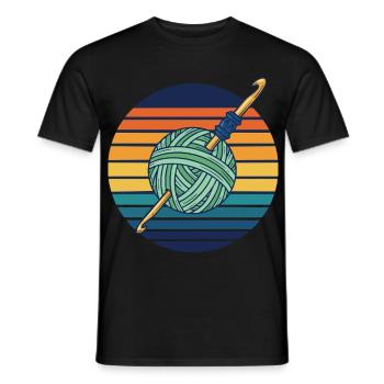 Funny Crochet Yarn Lovers Crochet Hook Retro - Men's T-Shirt - black - Front - AI Model Male 178 light (178cm)