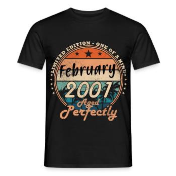 Vintage February 2001 Retro February 2001 Gift - Men's T-Shirt - black - Front - AI Model Male 178 light (178cm)