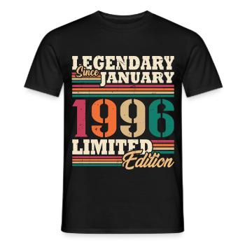 Vintage 1996 Janvier Rétro Cadeau D'anniversaire - T-shirt homme - noir - Devant - AI Model Male 178 light (178cm)