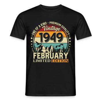 77e anniversaire février 1949 Millésime - T-shirt homme - noir - Devant - AI Model Male 178 light (178cm)