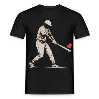 Silhouette Batter Baseball Valentinstagskarte - Männer T-Shirt - Schwarz - Vorne - AI Model Male 178 light (178cm)