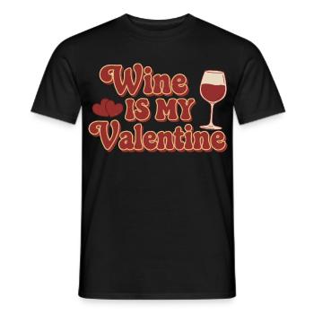 Wine Is My Valentine – Retro Wein Design - Men's T-Shirt - black - Front - AI Model Male 178 light (178cm)
