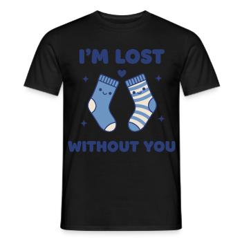 Je suis perdu sans toi – Sweet Socks : jeu de mots - T-shirt homme - noir - Devant - AI Model Male 178 light (178cm)