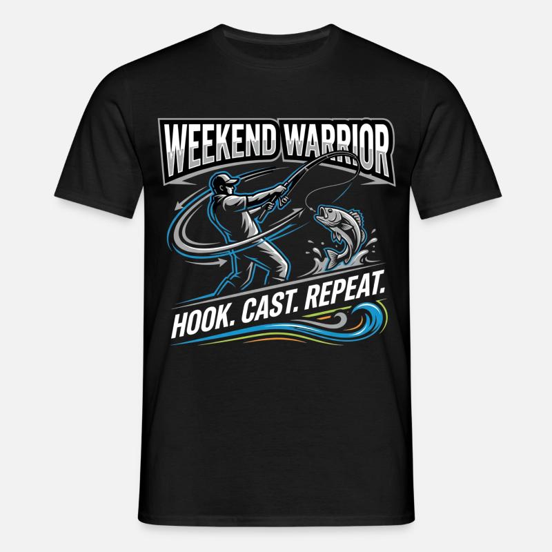 Weekend Warrior Hook Cast Repeat Angler - Men's T-Shirt - black