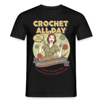 Crochet Lover Crochet Crochet Toute la Journée Garde la Tête - T-shirt homme - noir - Devant - AI Model Male 178 light (178cm)