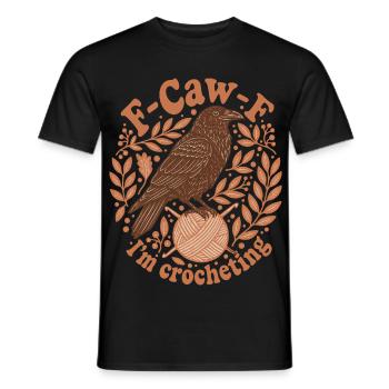 Drôle d’amateur au crochet F caw f Je crochète du fil - T-shirt homme - noir - Devant - AI Model Male 178 light (178cm)