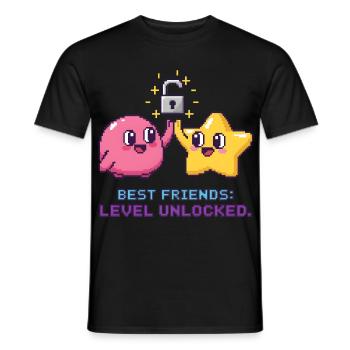 Best Friends BFF Pixel Gaming Level Up - Men's T-Shirt - black - Front - AI Model Male 178 light (178cm)