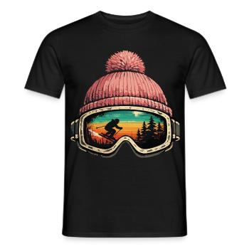Apres Ski Skifahrer Skibrille Winter Geschenk - Männer T-Shirt - Schwarz - Vorne - AI Model Male 178 light (178cm)