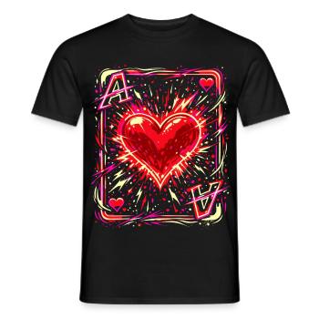 Herz Ass Spielkarte Kostüm Karneval Poker Lustig - Männer T-Shirt - Schwarz - Vorne - AI Model Male 178 light (178cm)