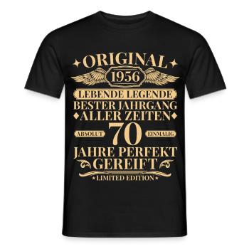 Né en 1956, 70e anniversaire légendaire - T-shirt homme - noir - Devant - AI Model Male 178 light (178cm)