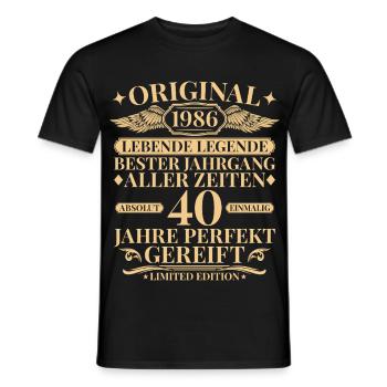 Born in 1986 Legend 40th Birthday - Men's T-Shirt - black - Front - AI Model Male 178 light (178cm)