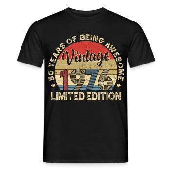Vintage Vintage 1976 – 50th Anniversary - Men's T-Shirt - black - Front - AI Model Male 178 light (178cm)