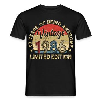Vintage Vintage 1986 – 40e anniversaire - T-shirt homme - noir - Devant - AI Model Male 178 light (178cm)