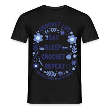 Crochet Life Eat Sleep Crochet Repeat Happy Hooks - Men's T-Shirt - black - Front - AI Model Male 178 light (178cm)
