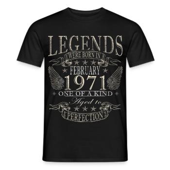 Born in February 1971 vintage 1971 Birthday - Men's T-Shirt - black - Front - AI Model Male 178 light (178cm)
