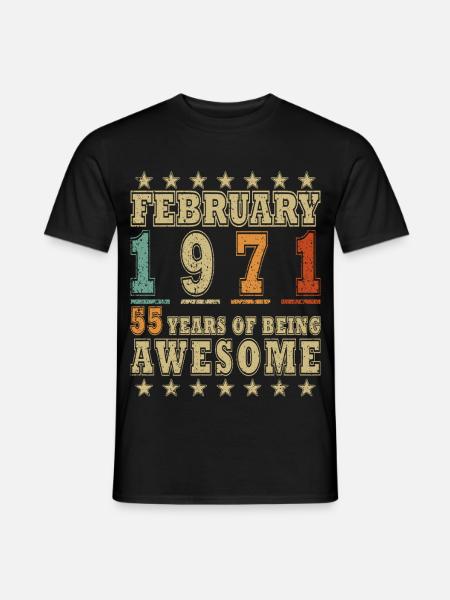 55e anniversaire février 1971 Millésime - T-shirt homme - noir
