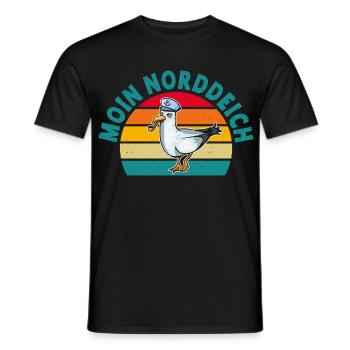 North Sea Holiday MOIN NORDDEICH Funny - Men's T-Shirt - black - Front - AI Model Male 178 light (178cm)