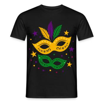 Carnival Masks with Stars & Colorful Feathers - Men's T-Shirt - black - Front - AI Model Male 178 light (178cm)