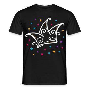 Carnival fool's cap modern with stars & confetti - Men's T-Shirt - black - Front - AI Model Male 178 light (178cm)