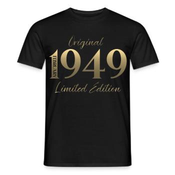 77e anniversaire février 1949 Millésime - T-shirt homme - noir - Devant - AI Model Male 178 light (178cm)