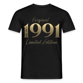35e anniversaire février 1991 Millésime - T-shirt homme - noir - Devant - AI Model Male 178 light (178cm)