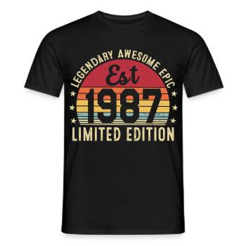 39th Anniversary 1987 Gift 39 Years, Vintage 1987 - Men's T-Shirt - black - Front - AI Model Male 178 light (178cm)